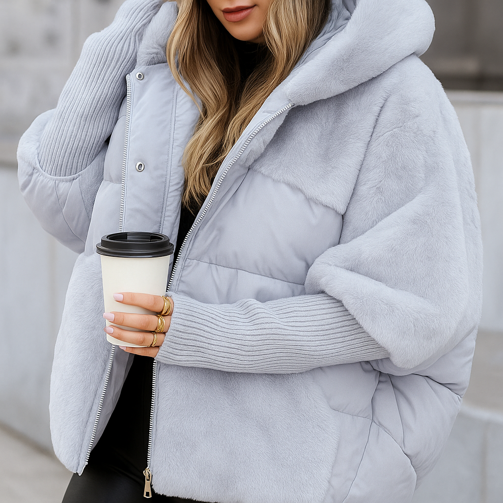 Women's Warm Puffer Jacket with Luxury Faux Fur Detail