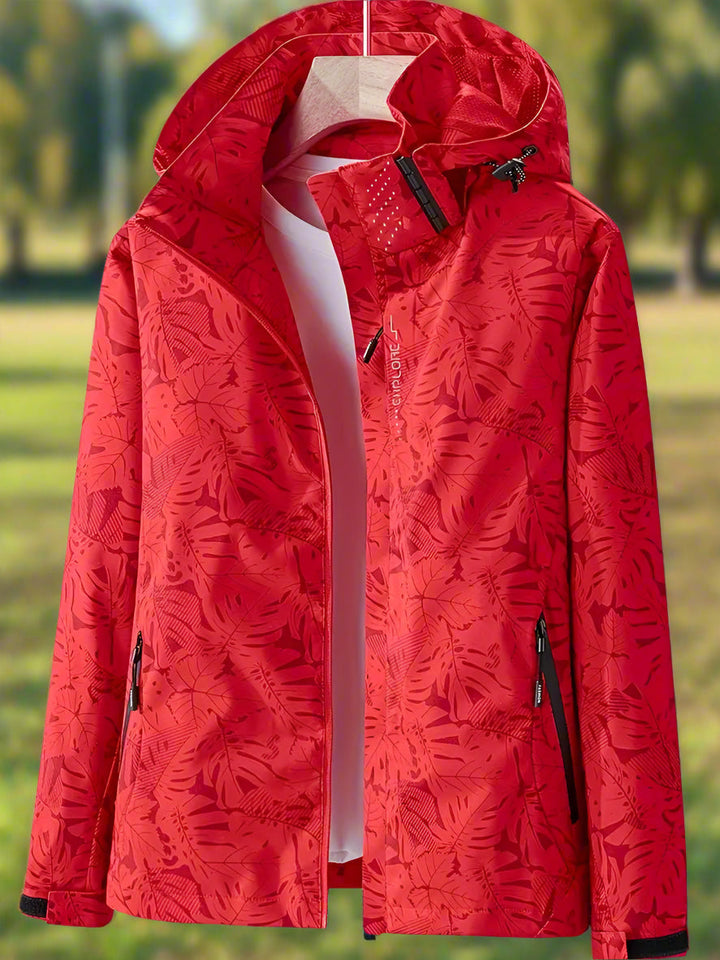 Waterproof Women's Summer Jacket with Leaf Print - Lightweight and Breathable