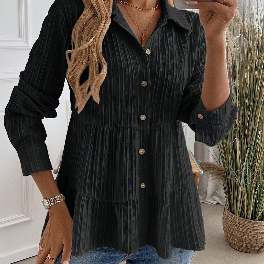 Flowy Women's Tunic Blouse with Button Front - Lightweight and Versatile