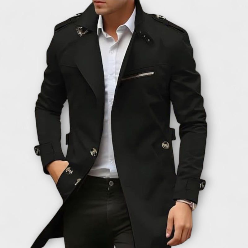 Men's Comfortable Trench Jacket with Button Closure