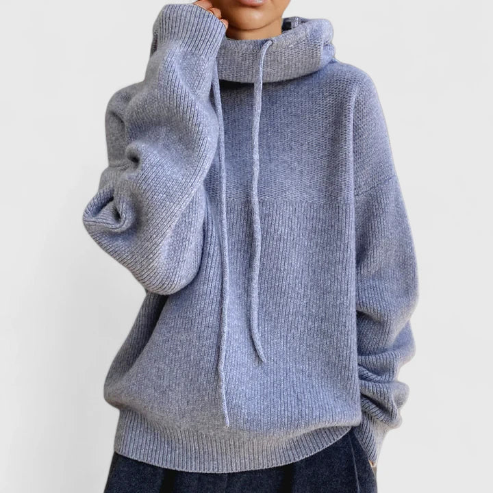 Cozy Women's Knit Hoodie - Soft Pullover for Relaxed Comfort