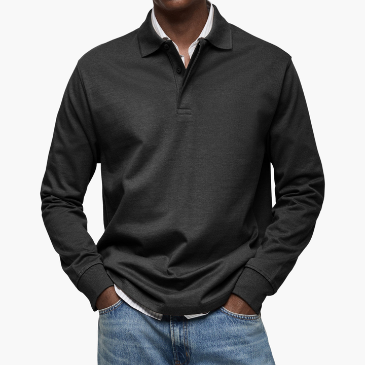 Elegant Men's Long Sleeve Casual Polo Shirt