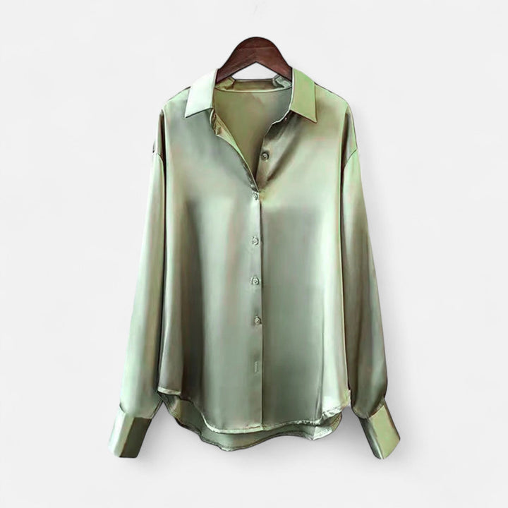 Elegant Satin Blouse for Women with V-Neckline