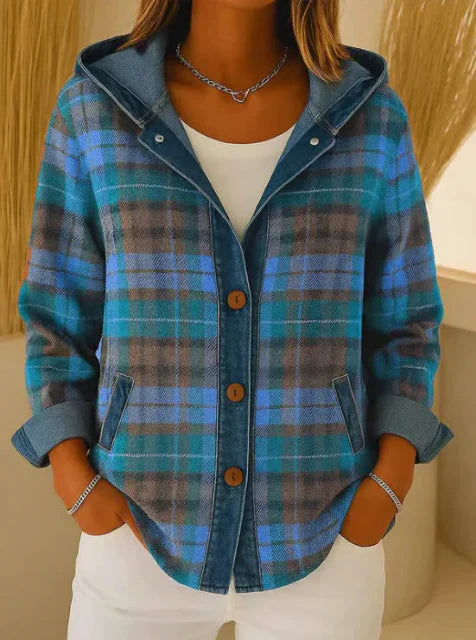 Women's Plaid Denim Jacket