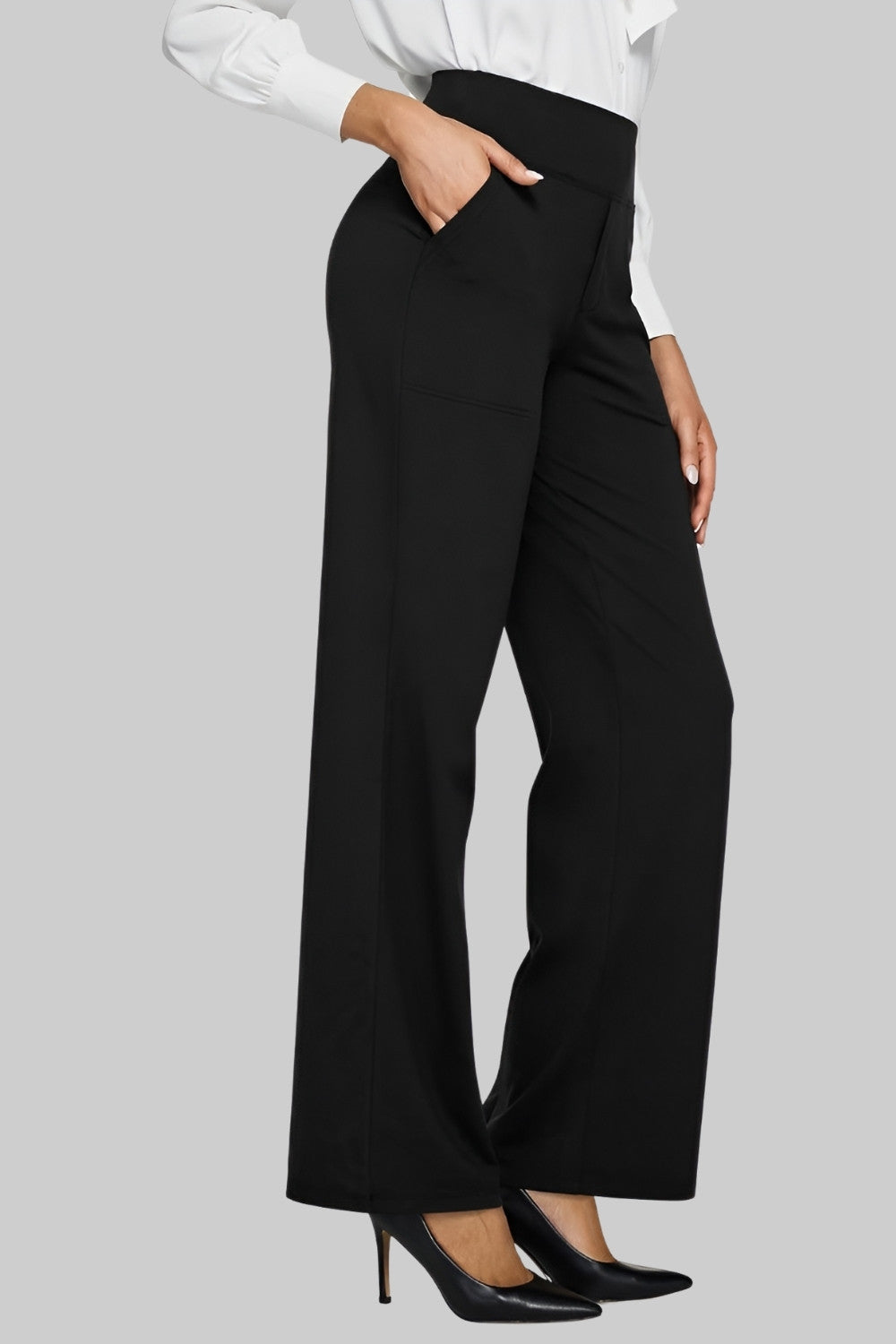 Women's Elegant Jersey Pants with Elastic Waistband
