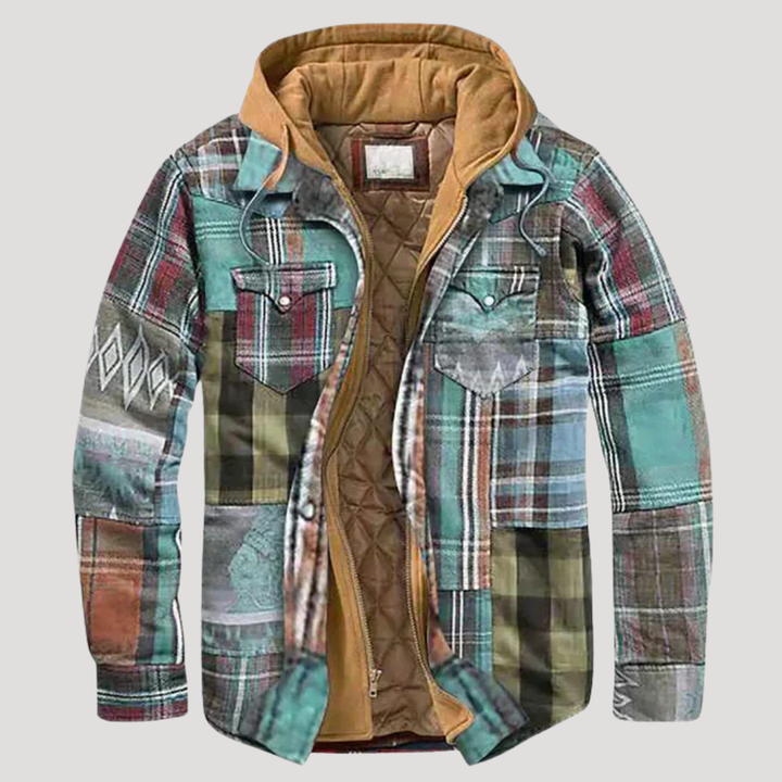 Men's Plaid Patchwork Jacket - Stylish Transitional Jacket