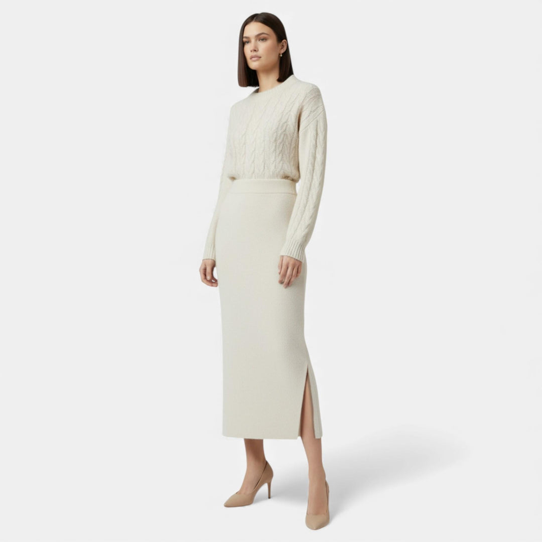 Women's Elegant Wool A-Line Midi Skirt