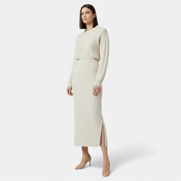 Women's Elegant Wool A-Line Midi Skirt
