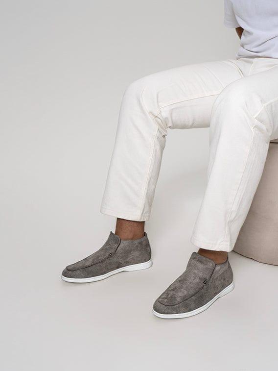Men's Elegant Suede Loafers - Gray