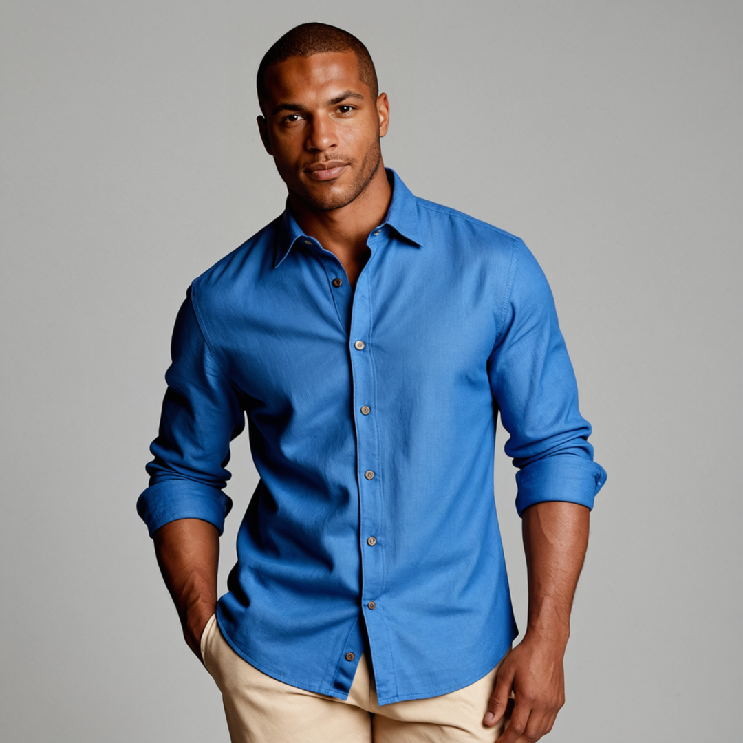 Classic Breathable Men's Long Sleeve Linen Shirt