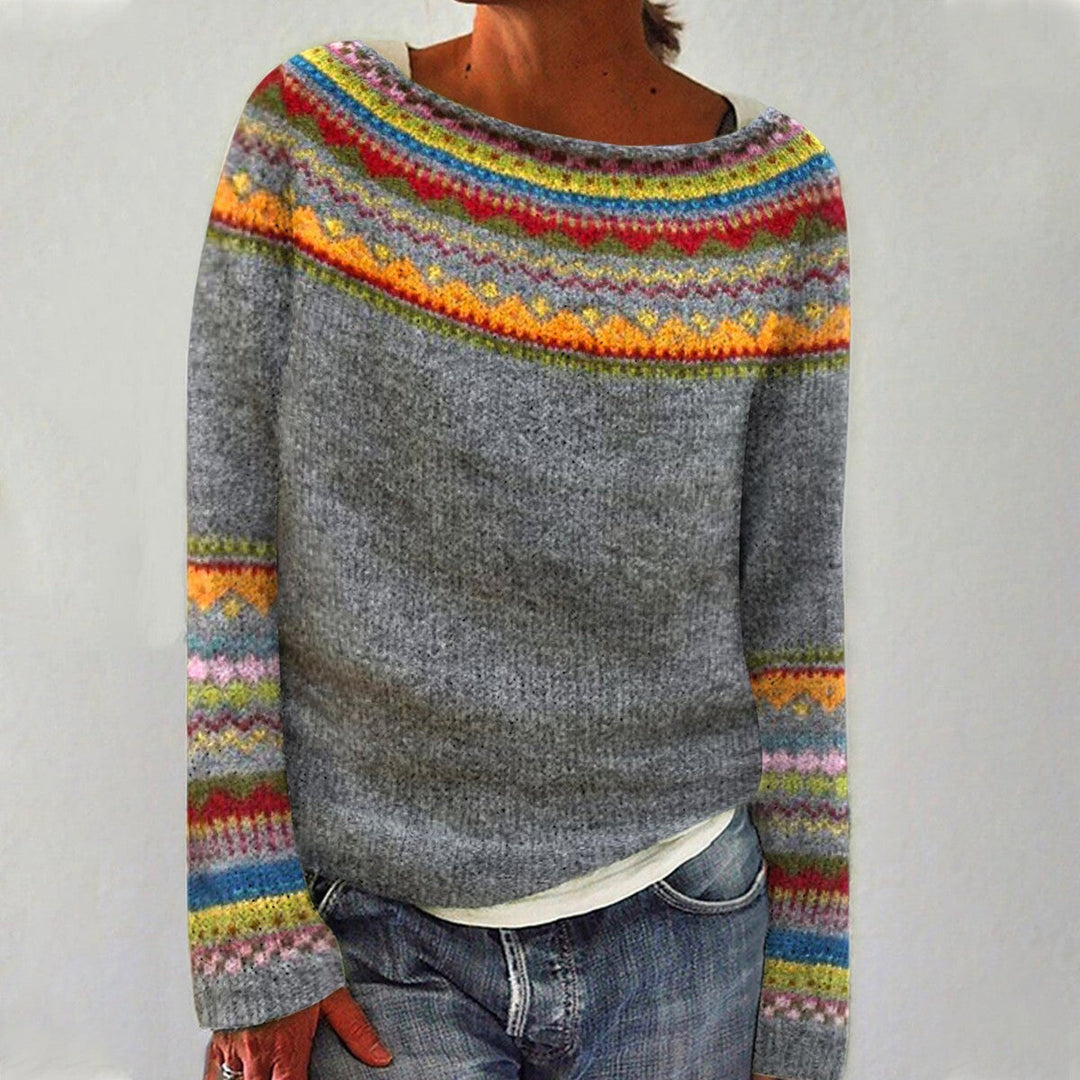 Warm Women's Knit Sweater with Round Neck - Long Sleeve Pullover for Fall and Winter