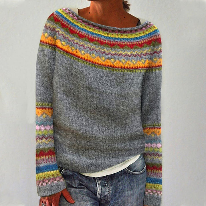 Warm Women's Knit Sweater with Round Neck - Long Sleeve Pullover for Fall and Winter