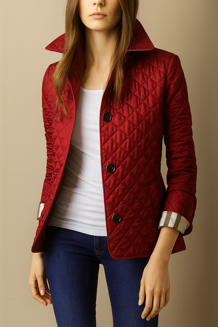Elegant Women's Quilted Jacket with Buttons - Classic Winter Jacket for Office and Everyday Wear
