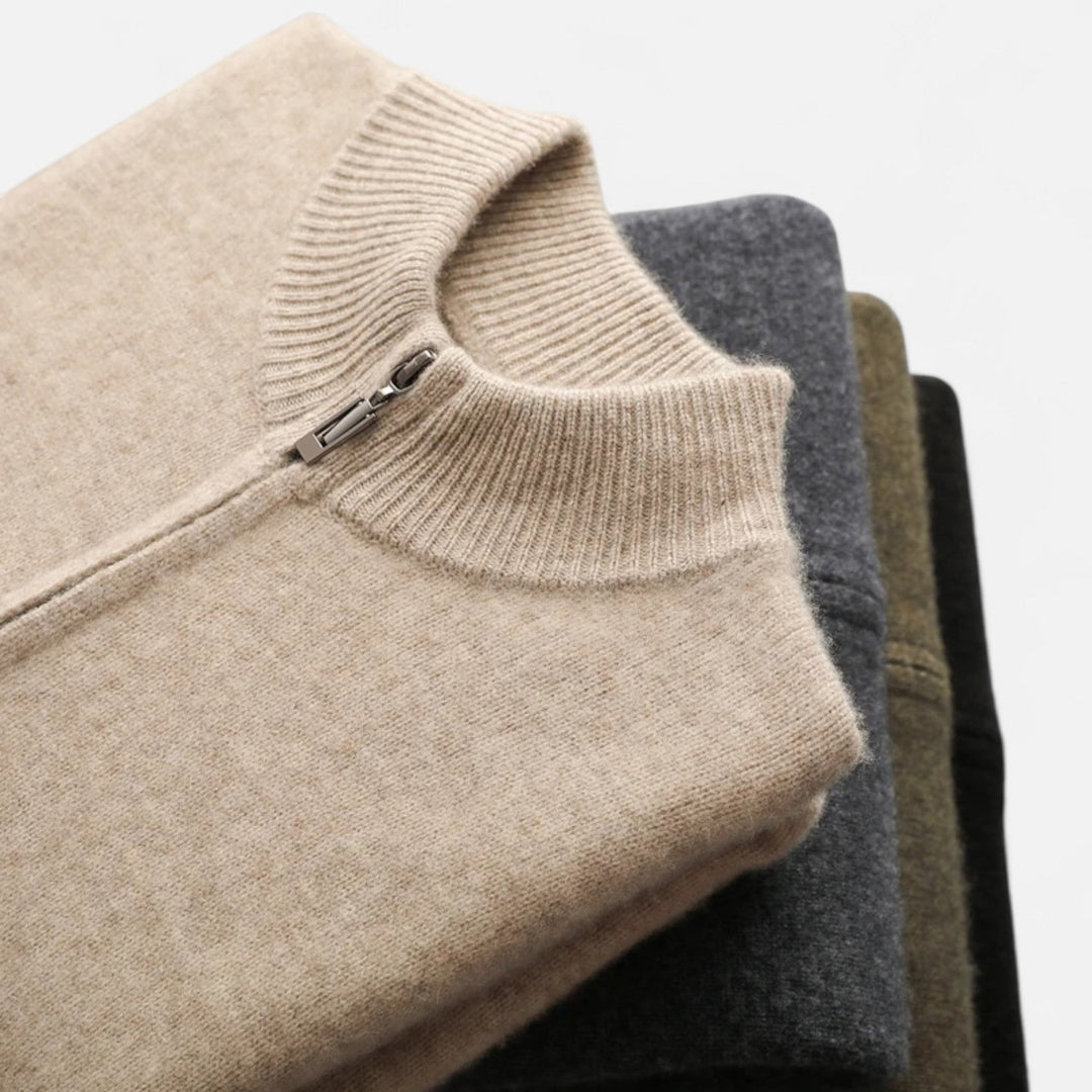 Warm Merino Wool Zip-Up Men's Cardigan