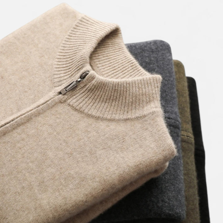 Warm Merino Wool Zip-Up Men's Cardigan