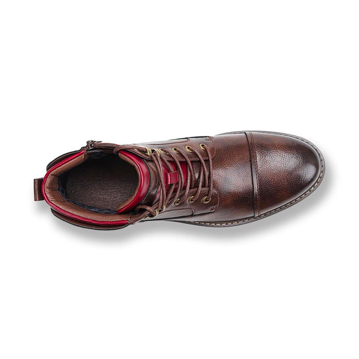 Elegant Men's Oxford Boots in Premium Leather - Lace-Up and Zipper