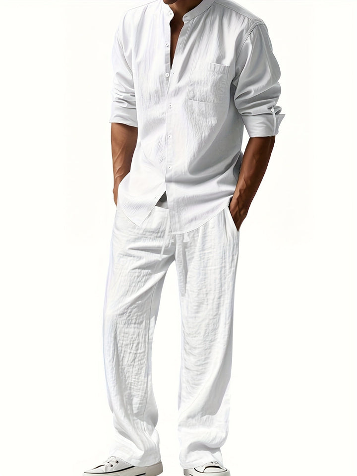 Men's Casual Linen Set - Two-Piece Summer Outfit in Natural Linen