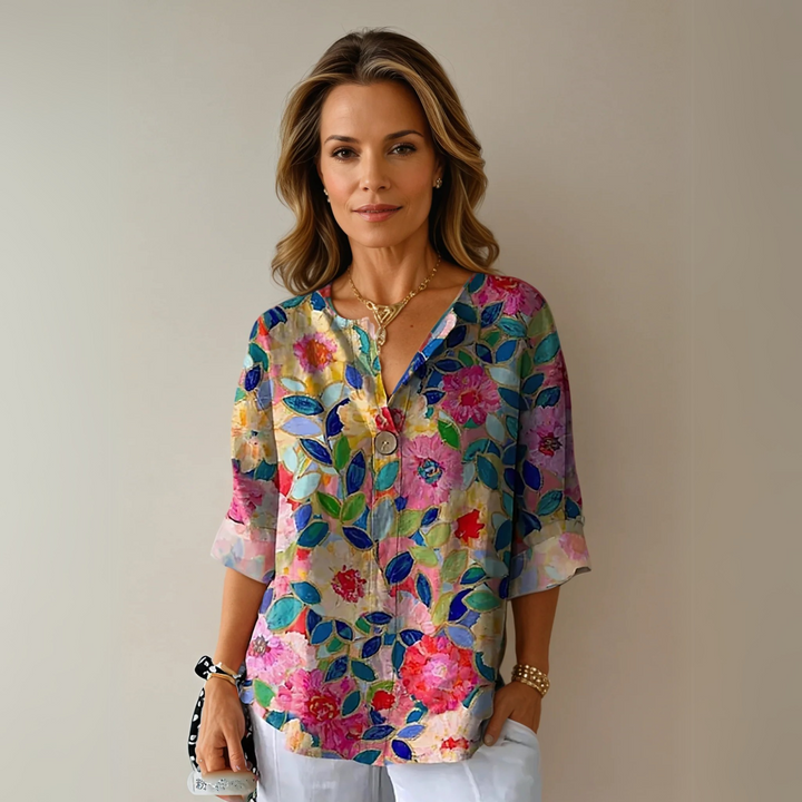 Elegant Floral Print Women's Blouse