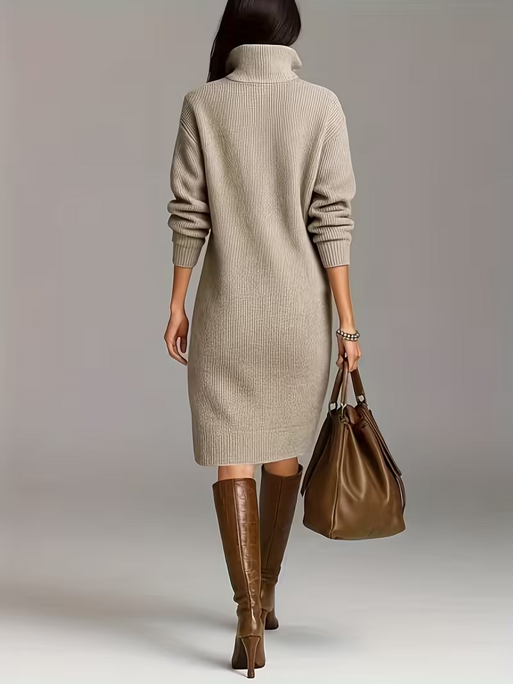 Women's Soft Knit Sweater Dress with Buttons