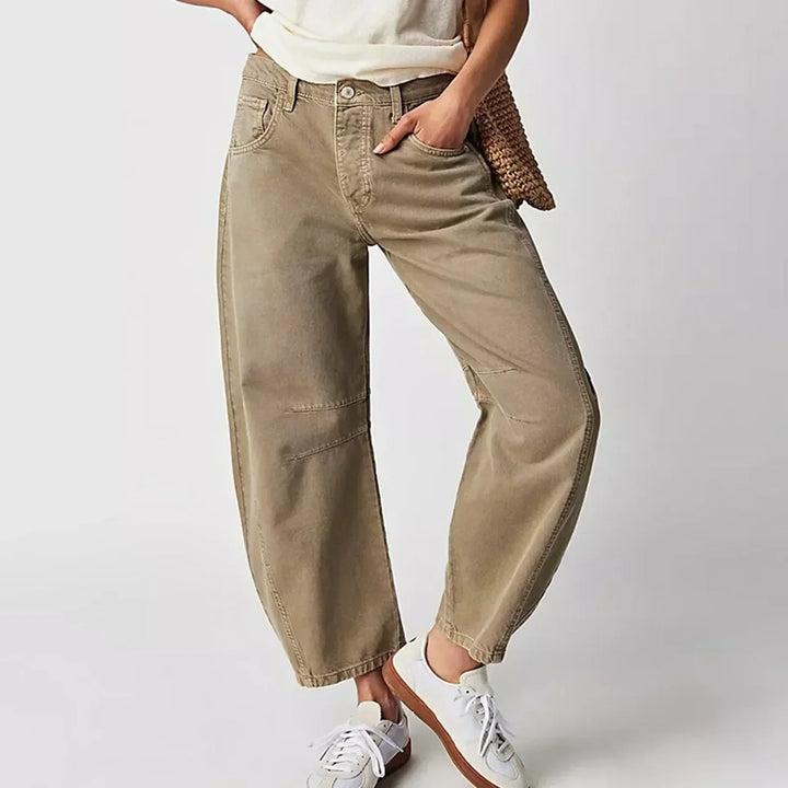 Women's Wide Leg Jeans with Relaxed Fit - Comfortable Wide-Leg Pants