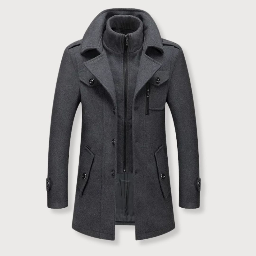Elegant Men's Wool Coat for Fall & Winter
