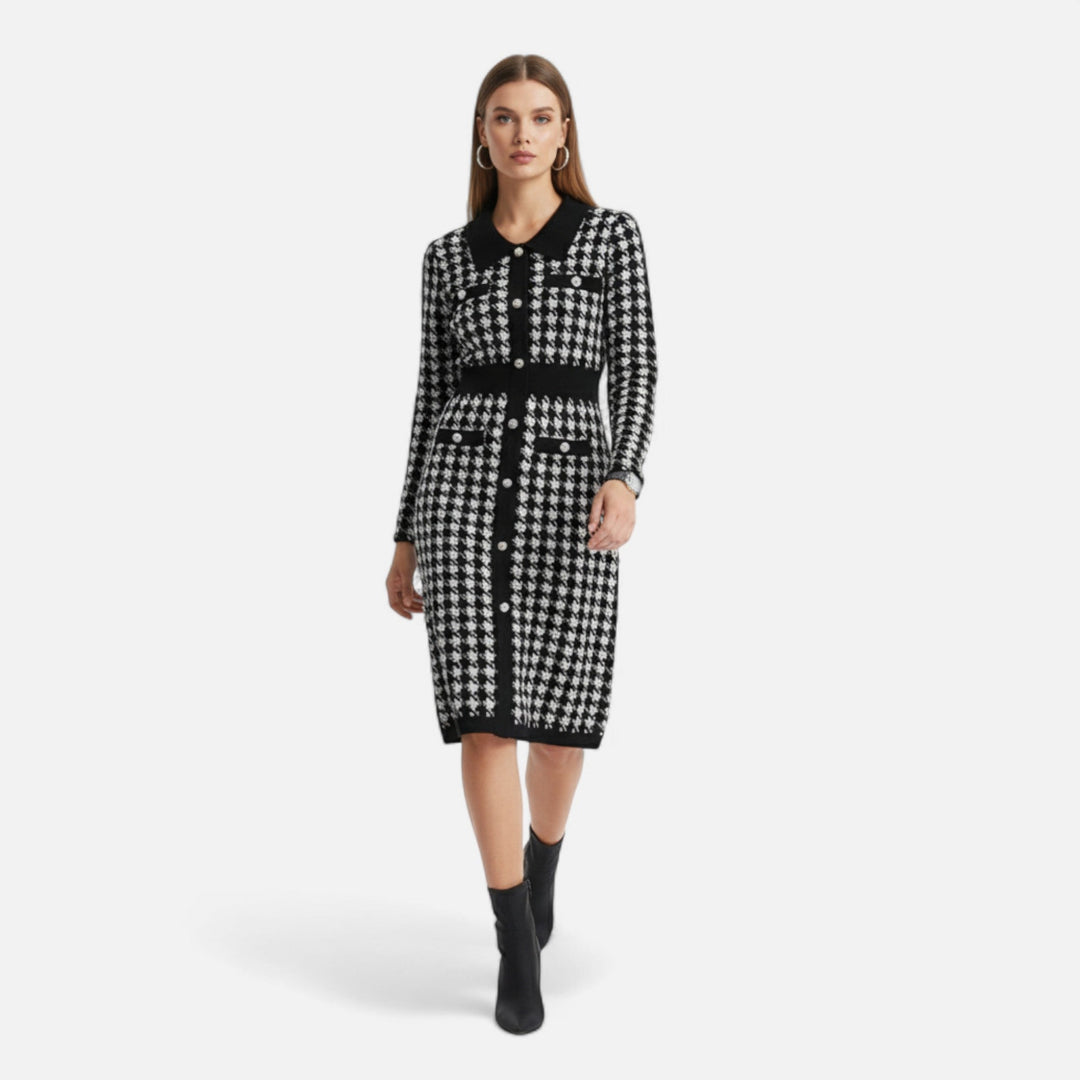 Elegant Houndstooth Women's Sheath Dress