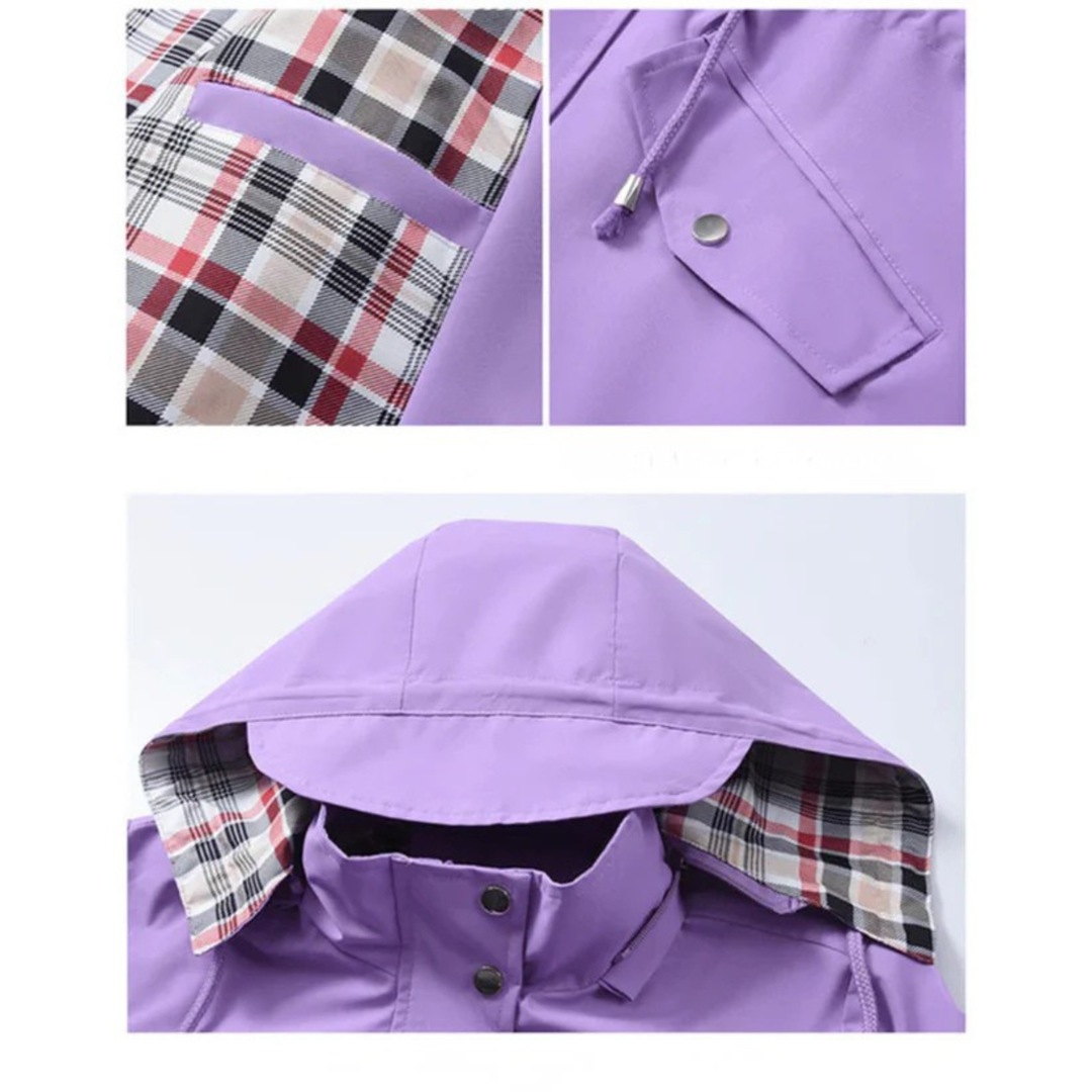 Women's Waterproof Jacket with Plaid Lining