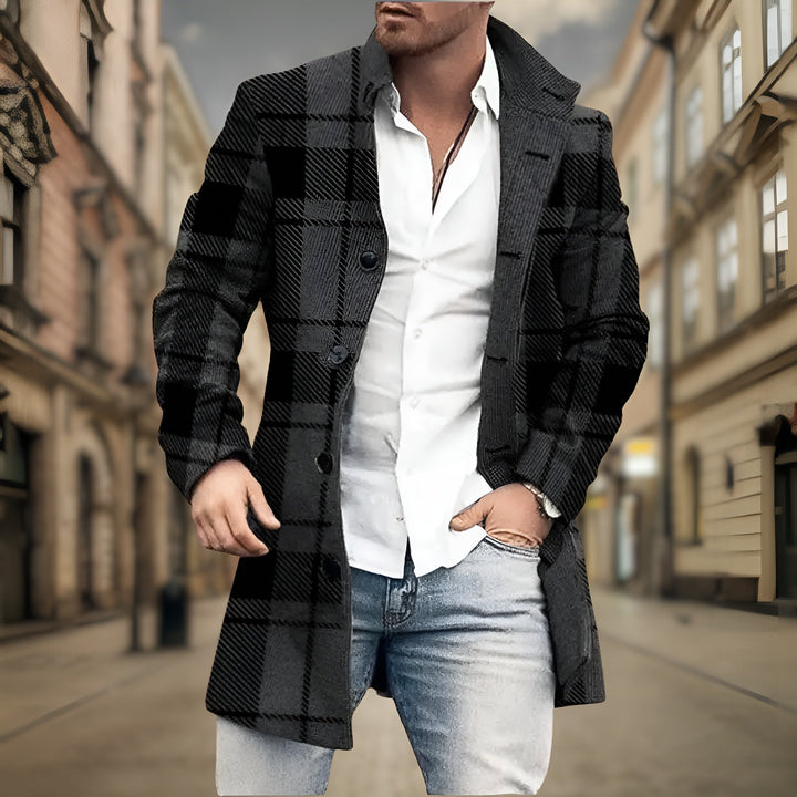 Elegant Men's Fall Coat - Water-Resistant and Lined