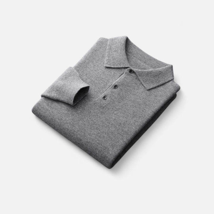Elegant Men's Merino Wool Polo Sweater