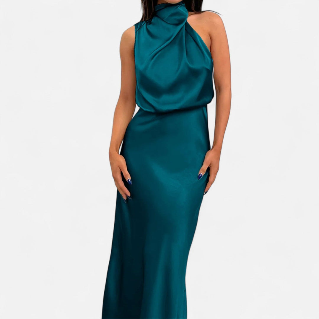 Women's Elegant Sleeveless Long Satin Dress