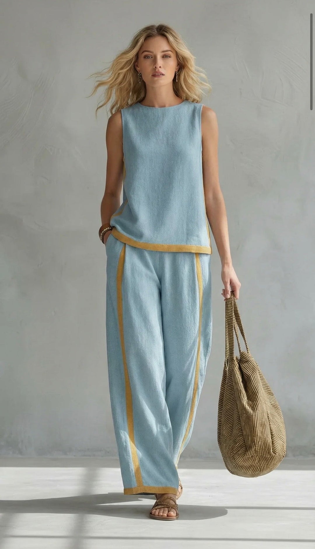 Elegant Wide Leg Women's Two Piece Summer Set