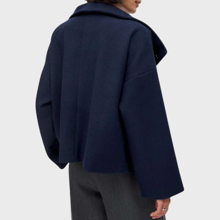 Warm Women's Short Coat - Double-Breasted and Lightly Lined