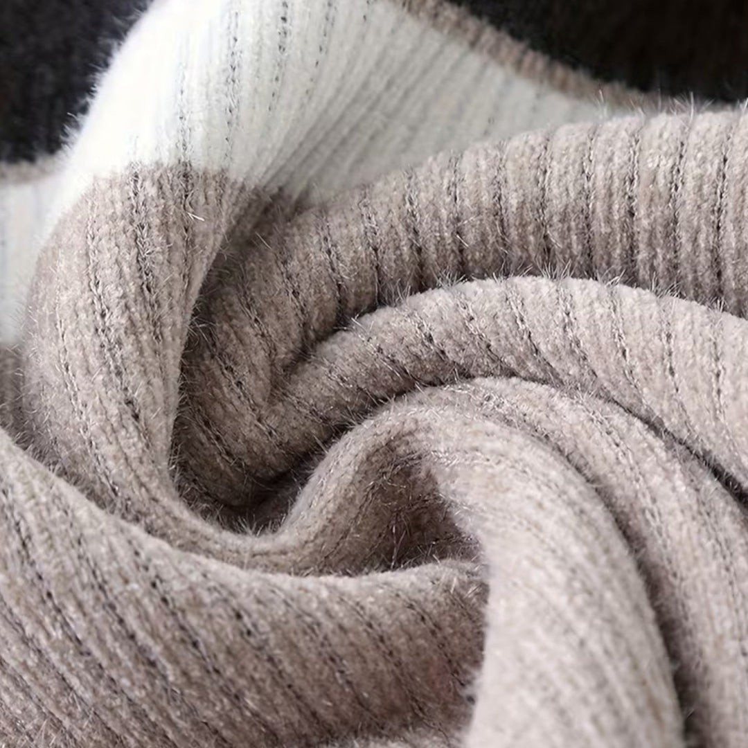 Men's Thick Striped Half-Zip Knit Sweater