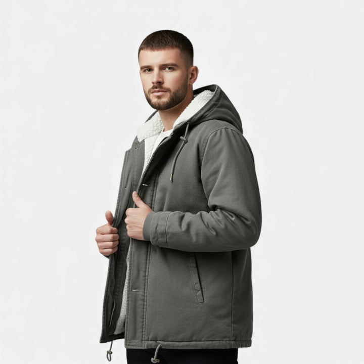 Warm Lined Men's Winter Jacket with Hood