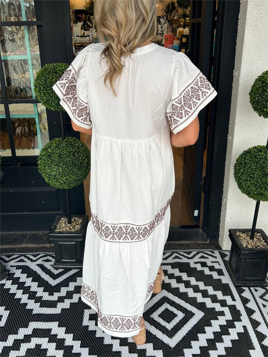 Elegant Bohemian V-Neck Women's Midi Dress