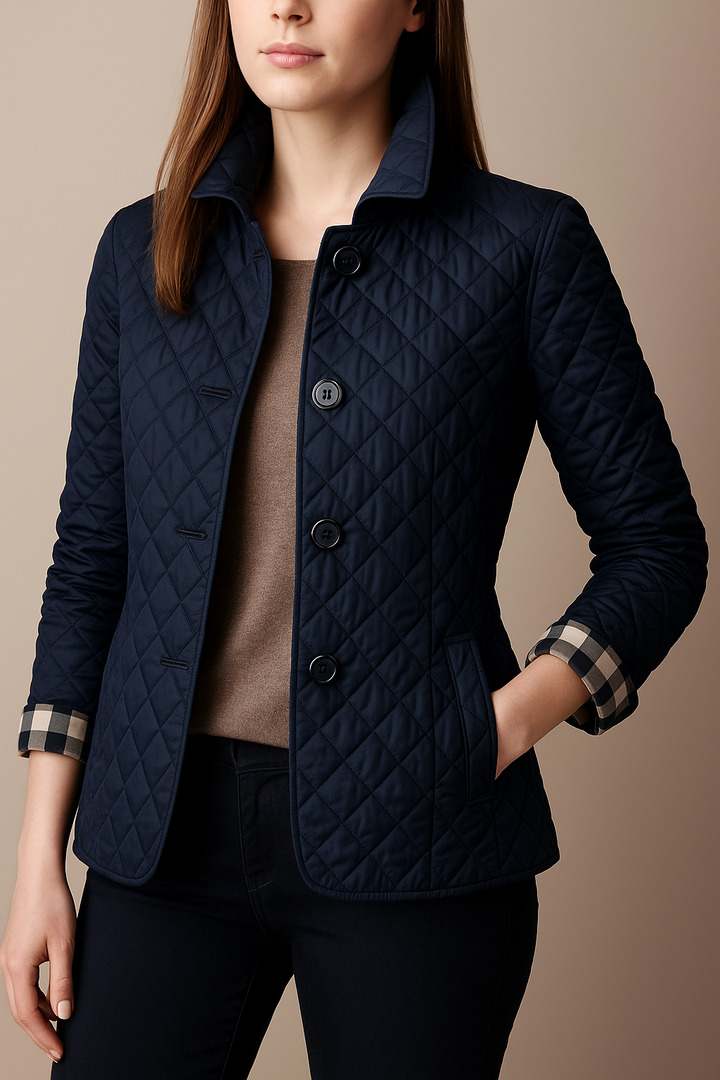 Elegant Women's Quilted Jacket with Buttons - Classic Winter Jacket for Office and Everyday Wear