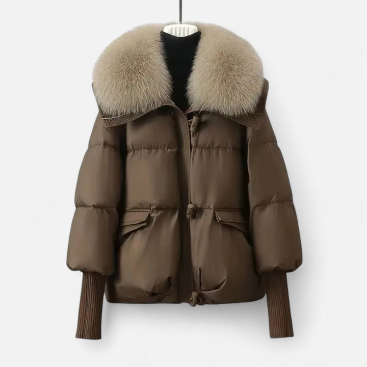 Elegant Women's Winter Jacket with Fur Collar and Down Fill