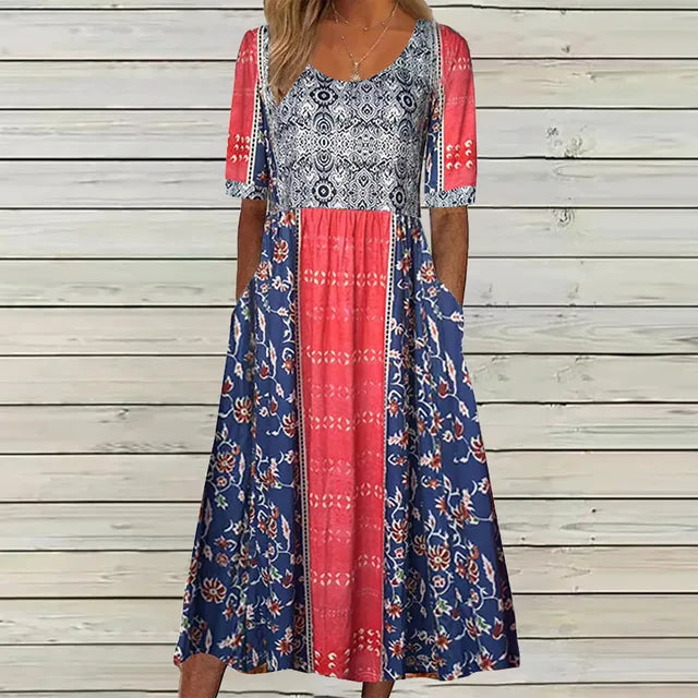Boho Printed Women's Midi Dress