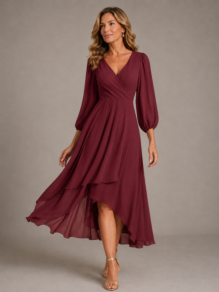 Elegant Flowing Women's V-Neck Long Dress