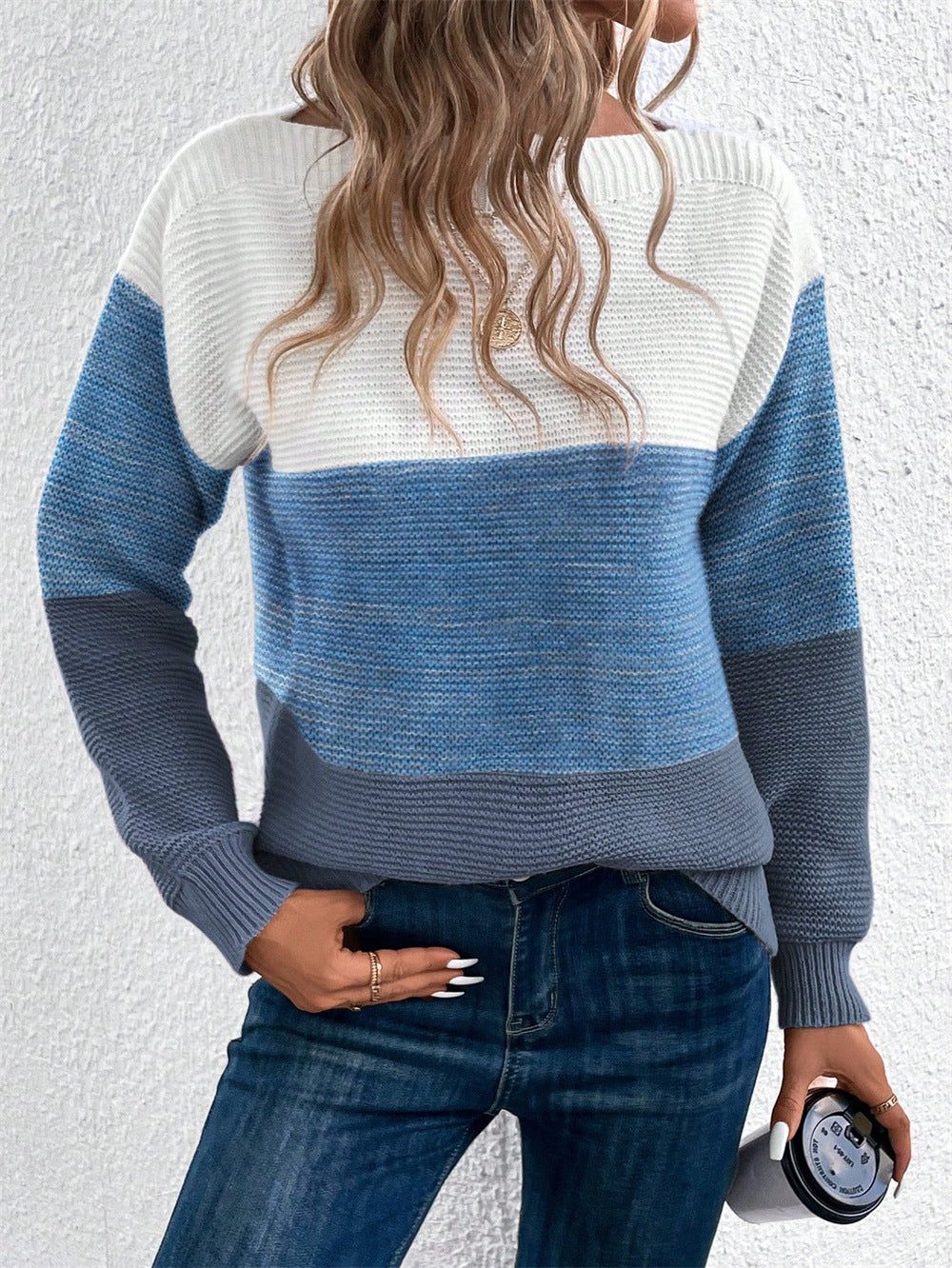 Color Block Knit Sweater for Women - Modern Comfort for Everyday Wear