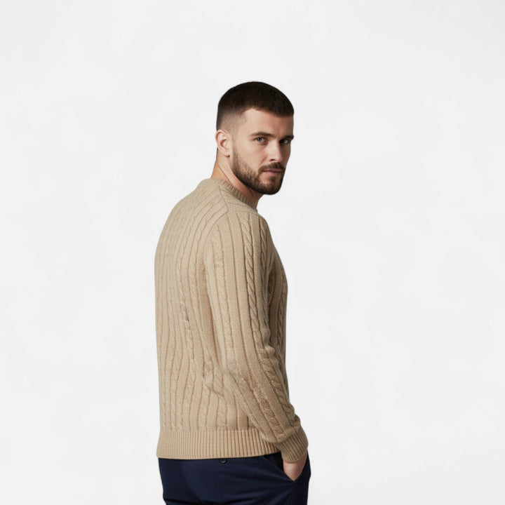 Classic Crew Neck Cotton-Blend Men's Sweater