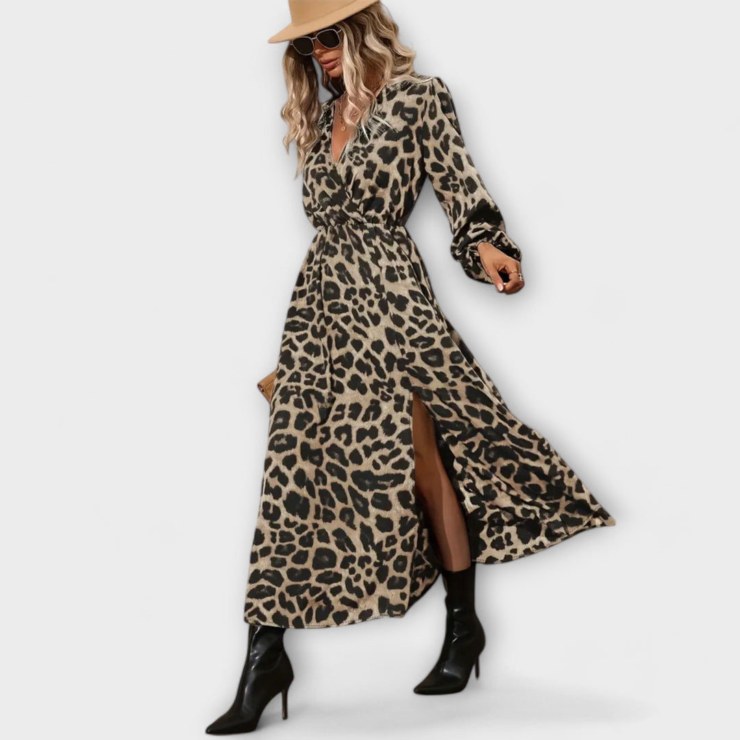 Elegant Women's Dress with Leopard Print - Stylish Spring Fashion