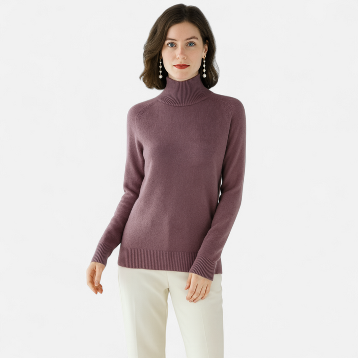 Elegant Women's Merino Cashmere Turtleneck Sweater