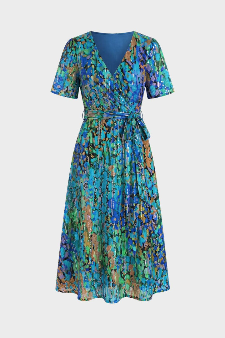 Elegant Printed Women's Wrap Dress