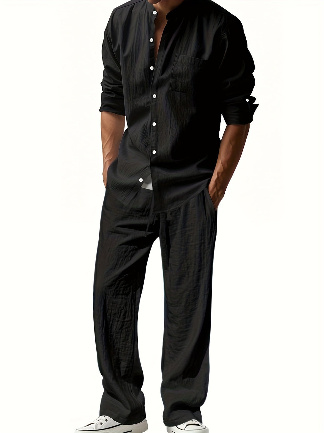 Men's Casual Linen Set - Two-Piece Summer Outfit in Natural Linen