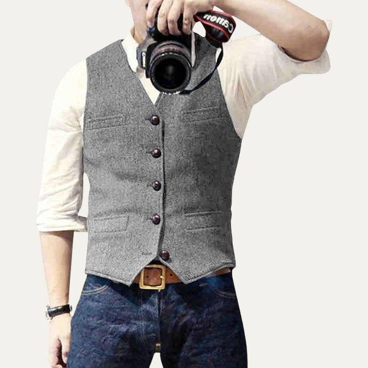 Elegant Vintage Men's Button-Up Vest
