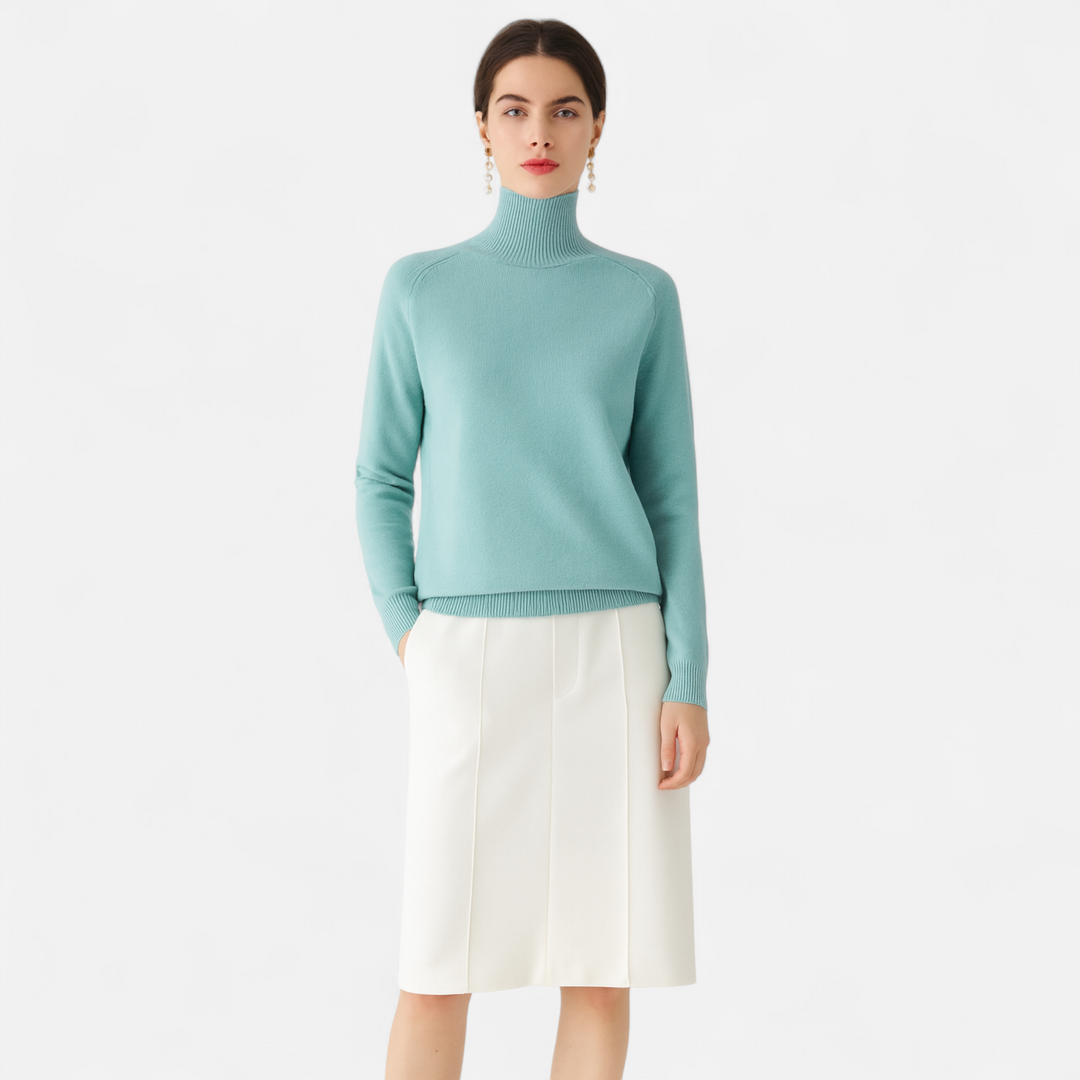 Elegant Women's Merino Cashmere Turtleneck Sweater