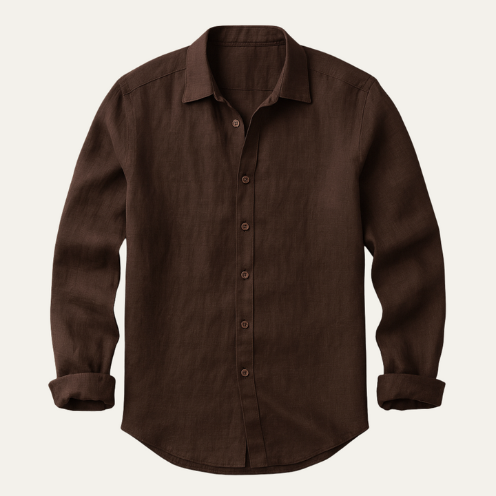 Classic Breathable Men's Long Sleeve Linen Shirt
