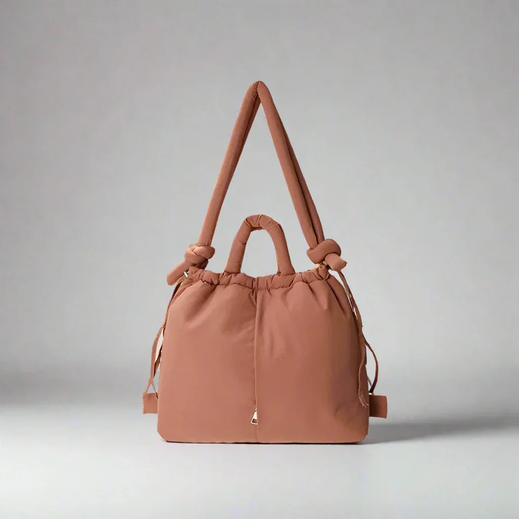 Adeline | Women's Quilted Puffer Handbag - Beige - Image 8