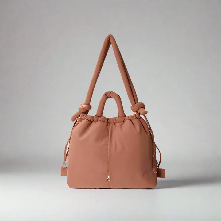 Adeline | Women's Quilted Puffer Handbag - Beige - Image 8